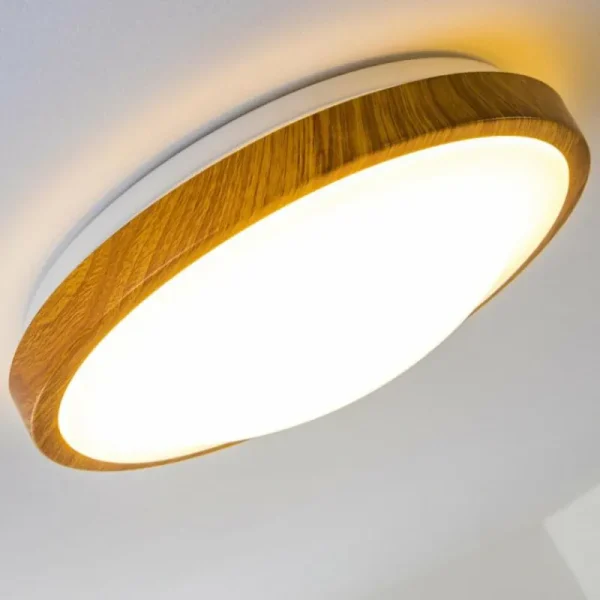 hofstein Plafonnier Sora Wood LED Bois clair, Blanc, 1 lumière* Lampes Modernes