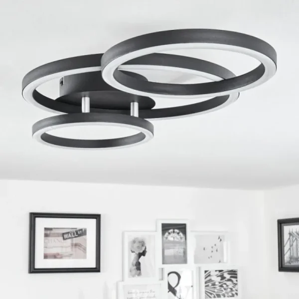 hofstein Plafonnier Sorte LED Chrome, Noir, 1 lumière* Lampes Modernes