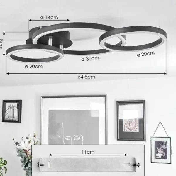 hofstein Plafonnier Sorte LED Chrome, Noir, 1 lumière* Lampes Modernes