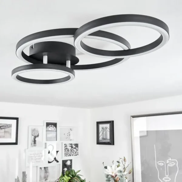 hofstein Plafonnier Sorte LED Chrome, Noir, 1 lumière* Lampes Modernes