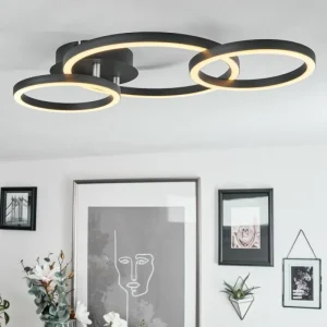 hofstein Plafonnier Sorte LED Chrome, Noir, 1 lumière* Lampes Modernes