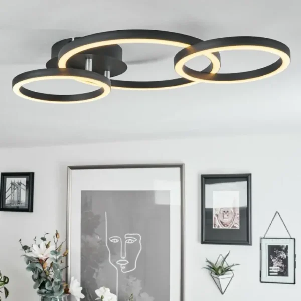 hofstein Plafonnier Sorte LED Chrome, Noir, 1 lumière* Lampes Modernes