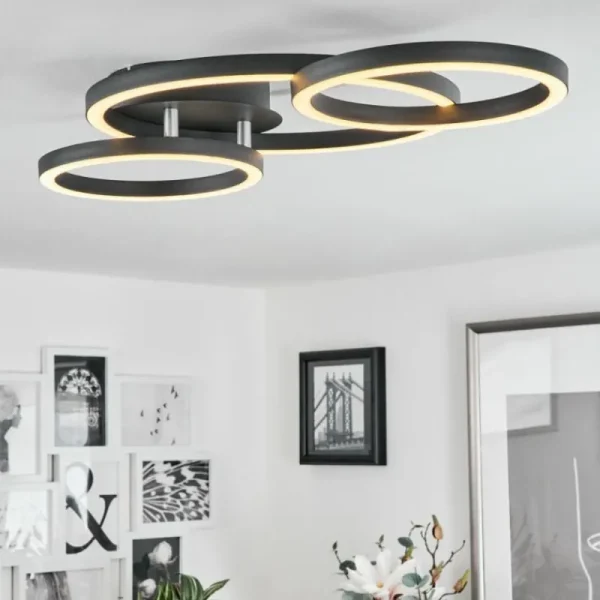 hofstein Plafonnier Sorte LED Chrome, Noir, 1 lumière* Lampes Modernes