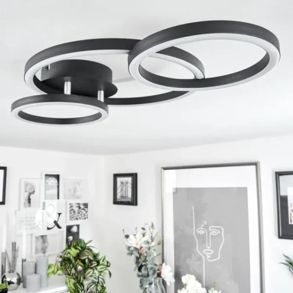 hofstein Plafonnier Sorte LED Chrome, Noir, 1 lumière* Lampes Modernes