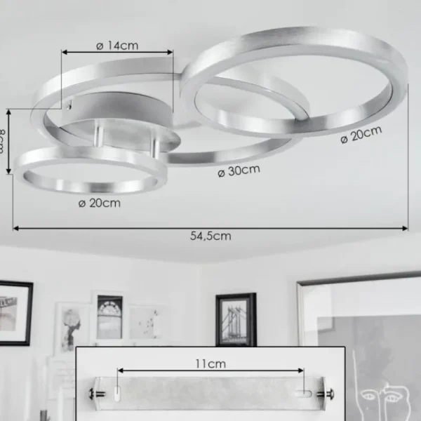 hofstein Plafonnier Sorte LED Nickel mat, 1 lumière* Lampes Modernes