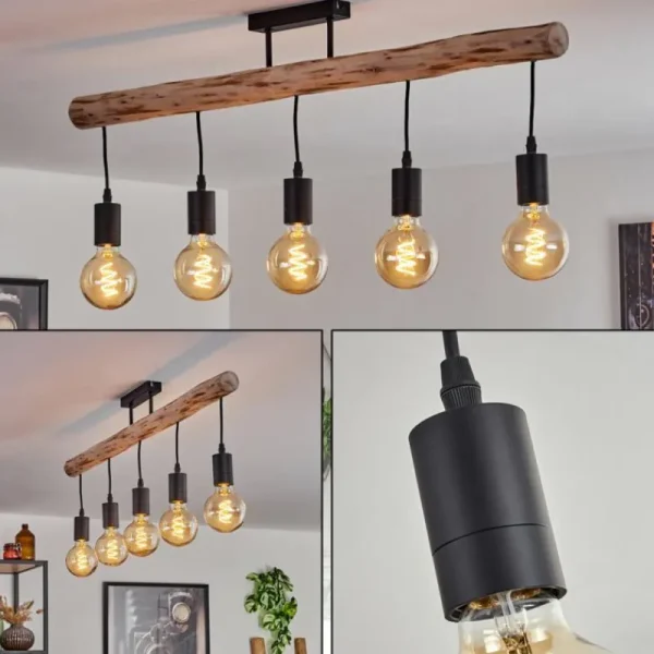 hofstein Plafonnier Soungou Écru, Noir, 5 lumières* Lampes Modernes