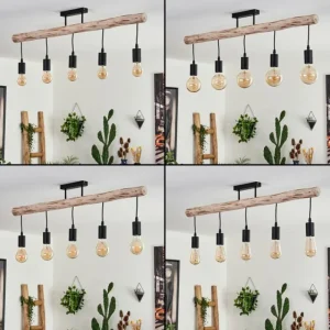 hofstein Plafonnier Soungou Écru, Noir, 5 lumières* Lampes Modernes