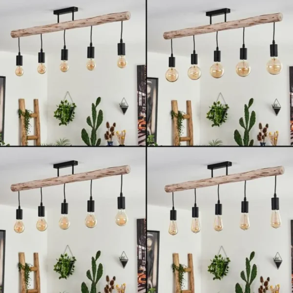 hofstein Plafonnier Soungou Écru, Noir, 5 lumières* Lampes Modernes