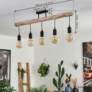 hofstein Plafonnier Soungou Écru, Noir, 5 lumières* Lampes Modernes