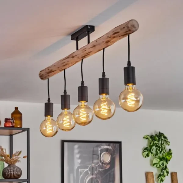 hofstein Plafonnier Soungou Écru, Noir, 5 lumières* Lampes Modernes