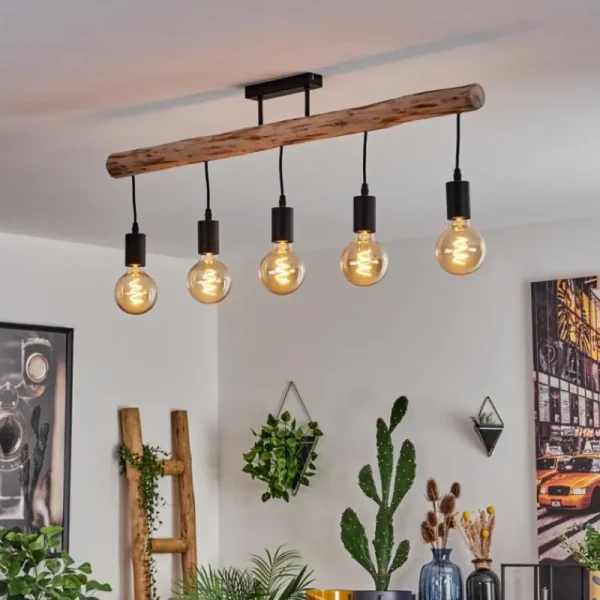 hofstein Plafonnier Soungou Écru, Noir, 5 lumières* Lampes Modernes