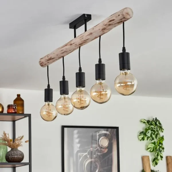 hofstein Plafonnier Soungou Écru, Noir, 5 lumières* Lampes Modernes