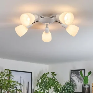 hofstein Plafonnier Starkeryd Chrome, Blanc, 5 lumières* Lampes En Verre
