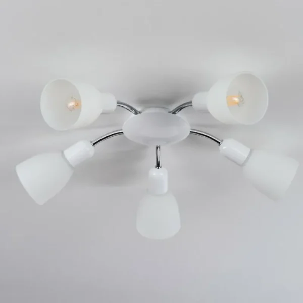 hofstein Plafonnier Starkeryd Chrome, Blanc, 5 lumières* Lampes En Verre
