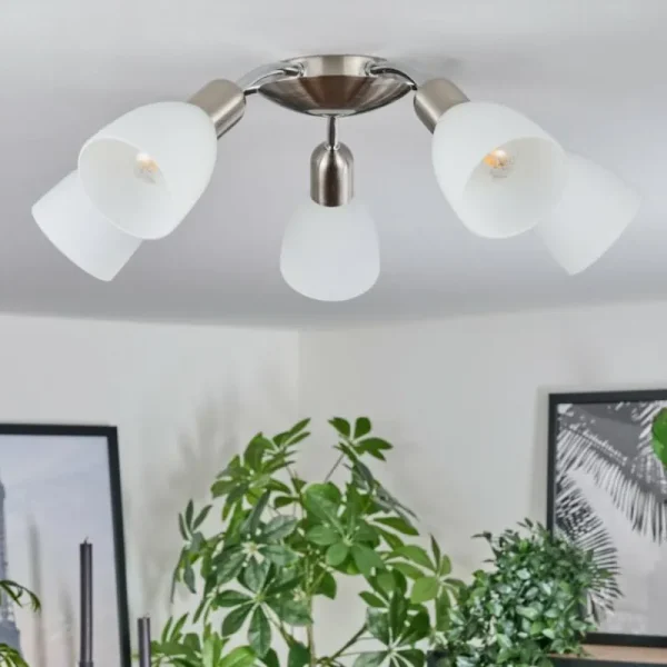hofstein Plafonnier Starkeryd Nickel mat, 5 lumières* Lampes En Verre