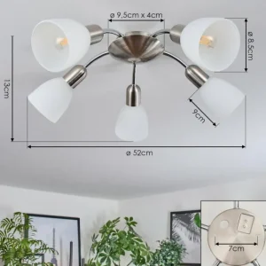 hofstein Plafonnier Starkeryd Nickel mat, 5 lumières* Lampes En Verre