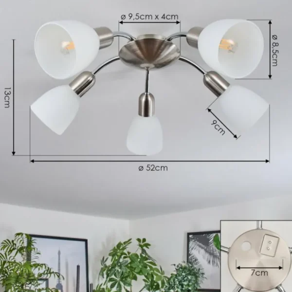 hofstein Plafonnier Starkeryd Nickel mat, 5 lumières* Lampes En Verre