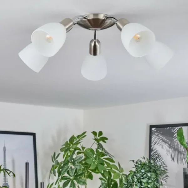 hofstein Plafonnier Starkeryd Nickel mat, 5 lumières* Lampes En Verre