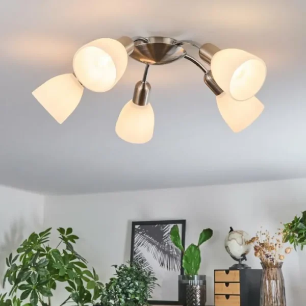 hofstein Plafonnier Starkeryd Nickel mat, 5 lumières* Lampes En Verre