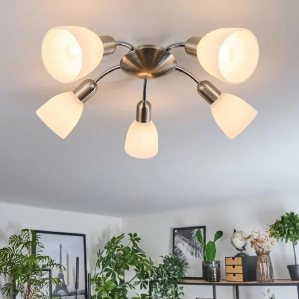 hofstein Plafonnier Starkeryd Nickel mat, 5 lumières* Lampes En Verre