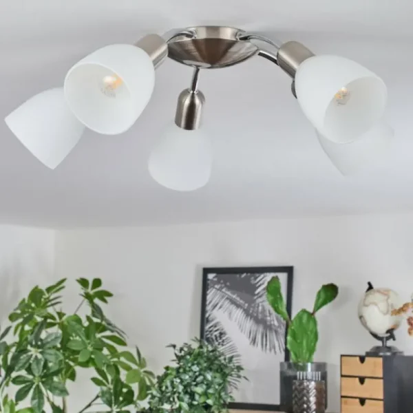 hofstein Plafonnier Starkeryd Nickel mat, 5 lumières* Lampes En Verre