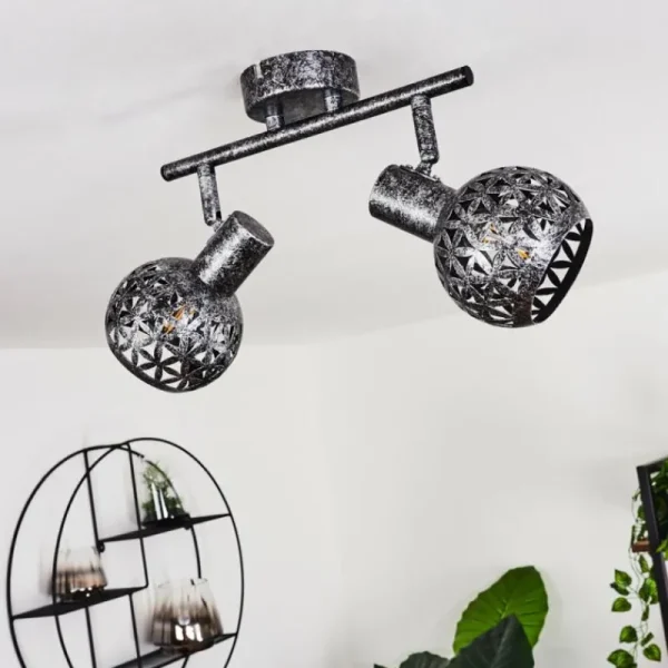 hofstein Plafonnier Stavik Noir, Argenté, 2 lumières* Lampes Modernes
