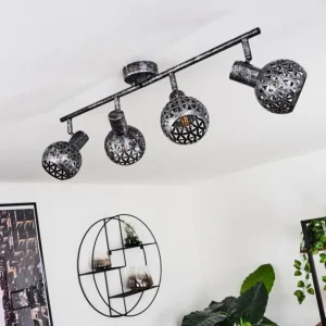 hofstein Plafonnier Stavik Noir, Argenté, 4 lumières* Lampes Modernes