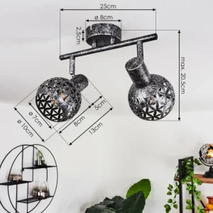 hofstein Plafonnier Stavik Noir, Argenté, 2 lumières* Lampes Modernes