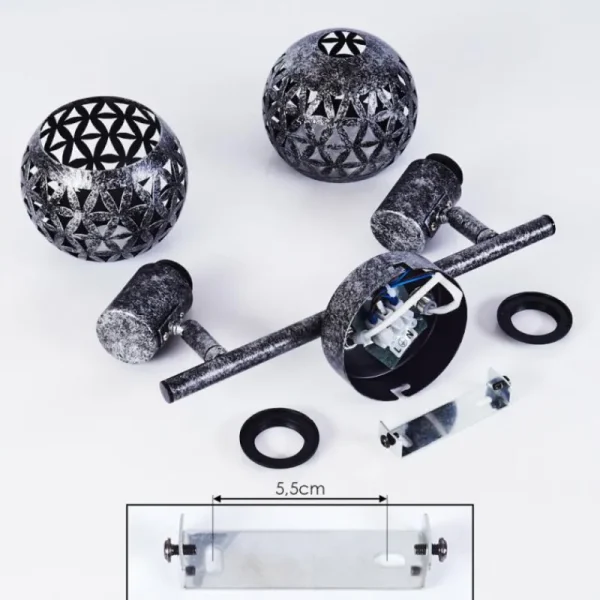 hofstein Plafonnier Stavik Noir, Argenté, 2 lumières* Lampes Modernes