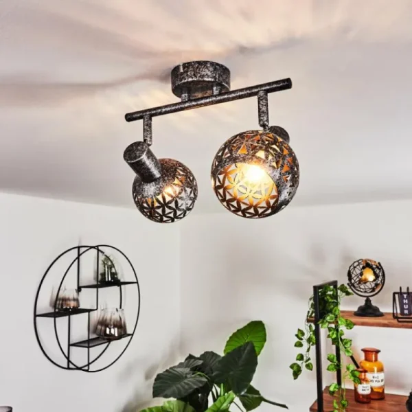 hofstein Plafonnier Stavik Noir, Argenté, 2 lumières* Lampes Modernes