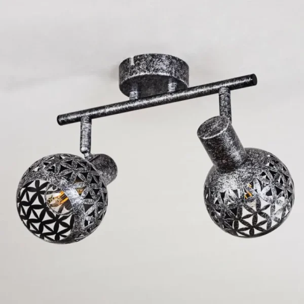 hofstein Plafonnier Stavik Noir, Argenté, 2 lumières* Lampes Modernes