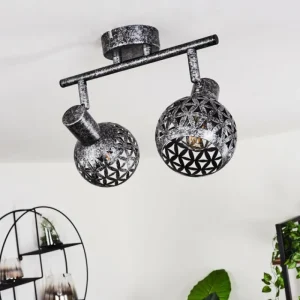 hofstein Plafonnier Stavik Noir, Argenté, 2 lumières* Lampes Modernes