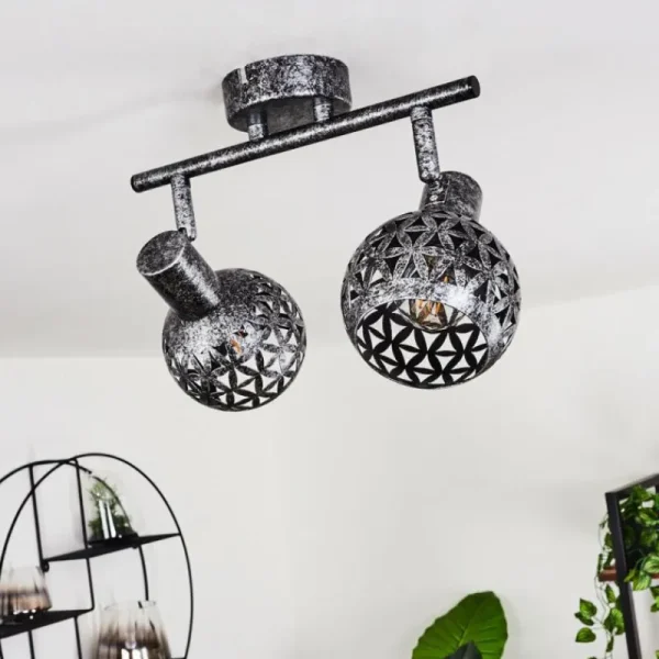 hofstein Plafonnier Stavik Noir, Argenté, 2 lumières* Lampes Modernes