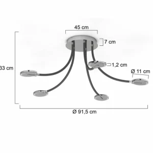 Luminaires Steinhauer Plafonnier Steinhauer Turound LED Acier brossé, 5 lumières* Lampes En Verre