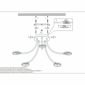 Luminaires Steinhauer Plafonnier Steinhauer Turound LED Acier brossé, 5 lumières* Lampes En Verre