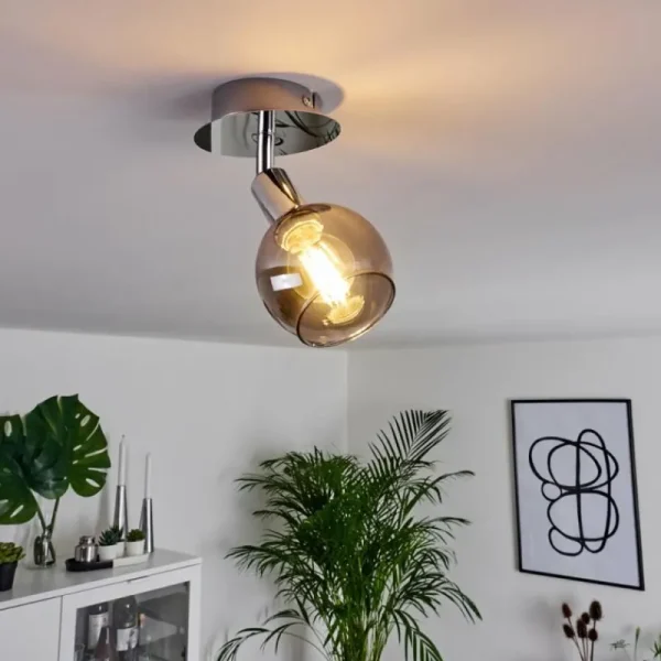 hofstein Plafonnier Stranderod Chrome, 1 lumière* Lampes Modernes