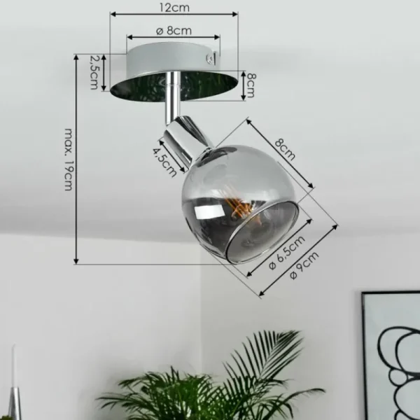 hofstein Plafonnier Stranderod Chrome, 1 lumière* Lampes Modernes