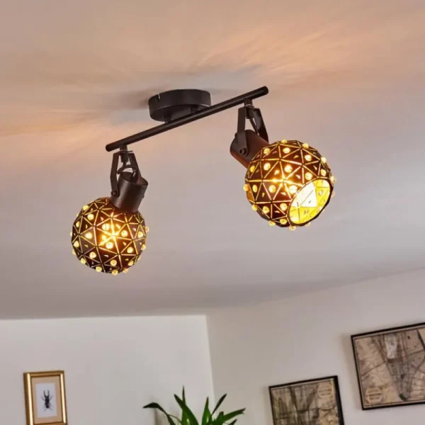 hofstein Plafonnier Sunasau Noir, 2 lumières* Lampes Modernes
