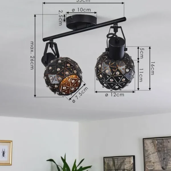 hofstein Plafonnier Sunasau Noir, 2 lumières* Lampes Modernes
