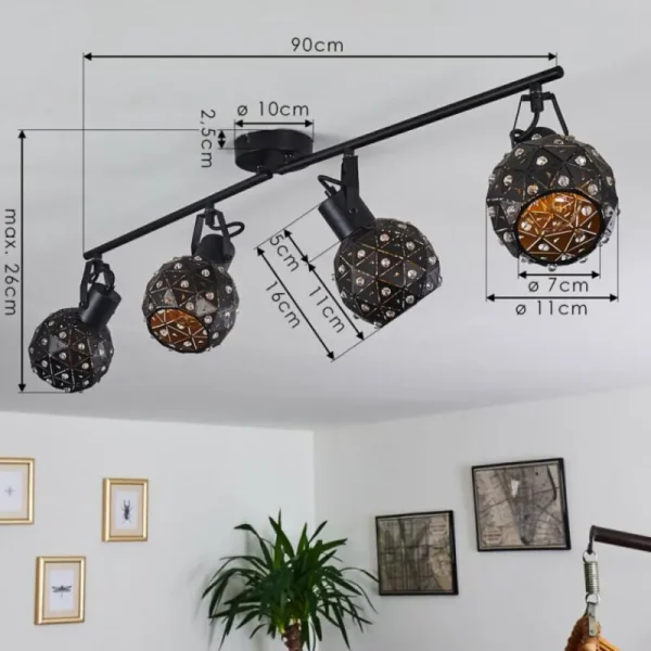 hofstein Plafonnier Sunasau Noir, 4 lumières* Lampes Modernes