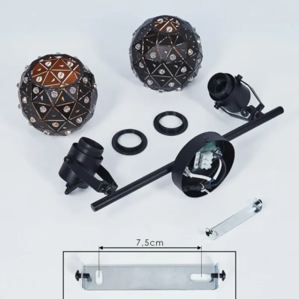 hofstein Plafonnier Sunasau Noir, 2 lumières* Lampes Modernes
