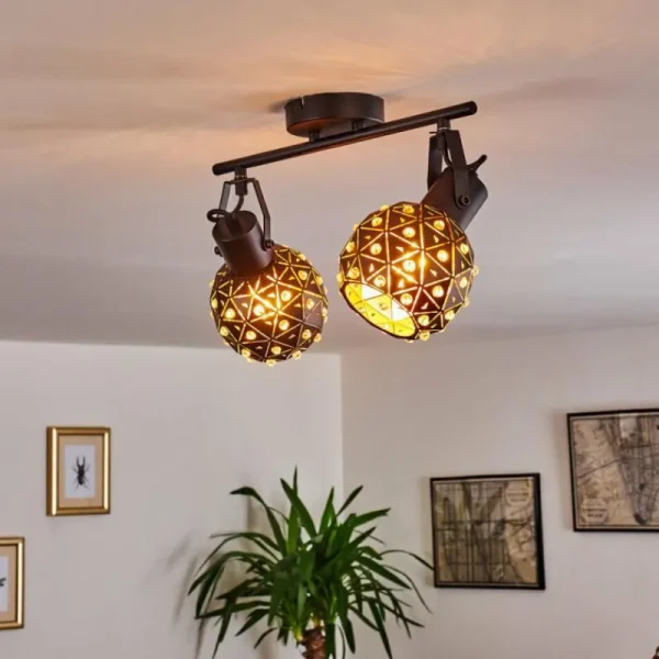 hofstein Plafonnier Sunasau Noir, 2 lumières* Lampes Modernes
