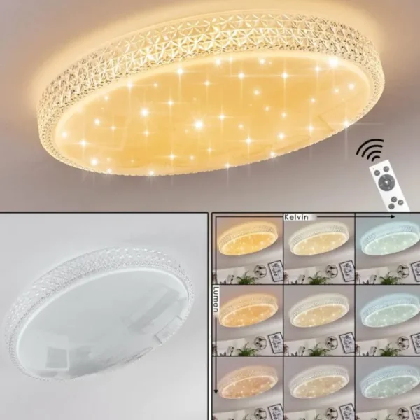 hofstein Plafonnier Suno LED Transparent, Blanc, 1 lumière, Télécommandes* Lampes Modernes
