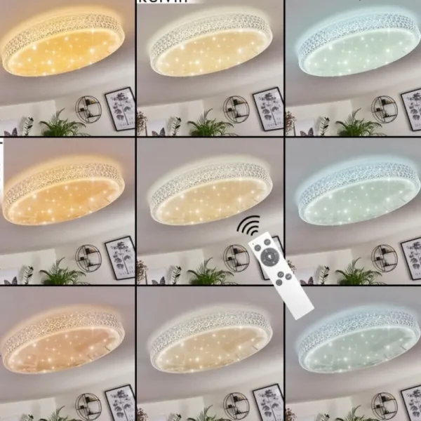 hofstein Plafonnier Suno LED Transparent, Blanc, 1 lumière, Télécommandes* Lampes Modernes
