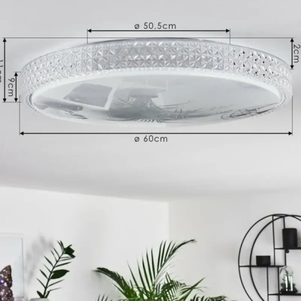 hofstein Plafonnier Suno LED Transparent, Blanc, 1 lumière, Télécommandes* Lampes Modernes