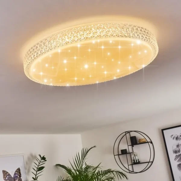 hofstein Plafonnier Suno LED Transparent, Blanc, 1 lumière, Télécommandes* Lampes Modernes