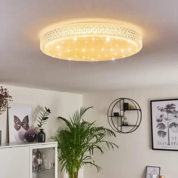 hofstein Plafonnier Suno LED Transparent, Blanc, 1 lumière, Télécommandes* Lampes Modernes