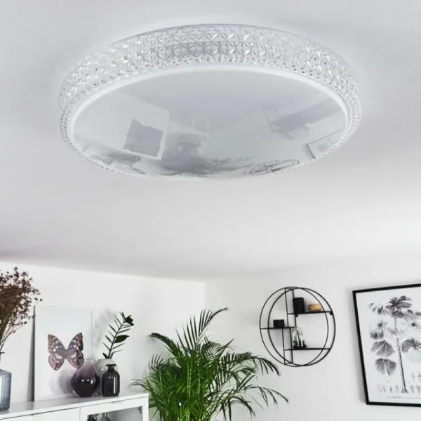 hofstein Plafonnier Suno LED Transparent, Blanc, 1 lumière, Télécommandes* Lampes Modernes