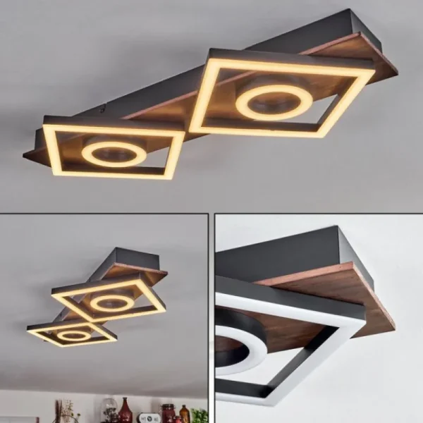 hofstein Plafonnier Taboneira LED Brun foncé, Noir, 2 lumières* Lampes Modernes