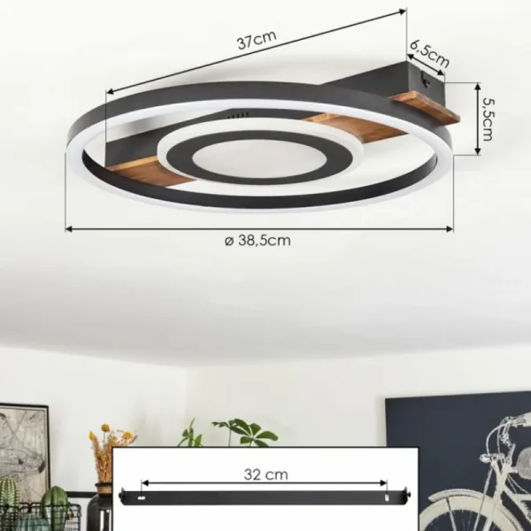 hofstein Plafonnier Taboneira LED Noir, 1 lumière* Lampes Modernes